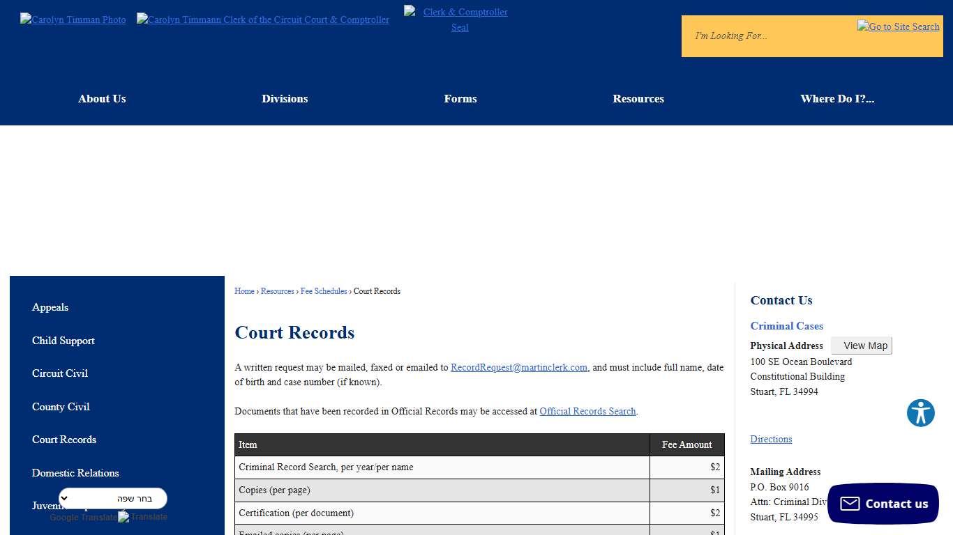 Court Records Martin County Clerk