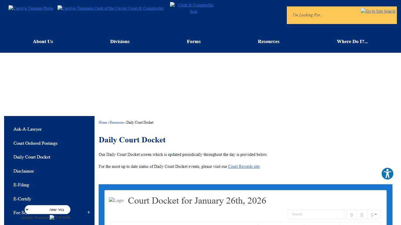 Daily Court Docket Martin County Clerk
