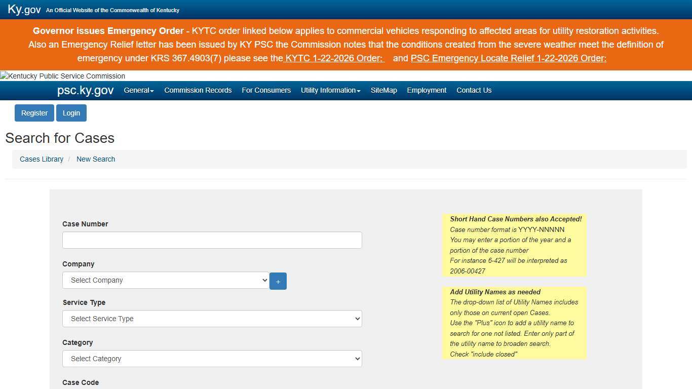 Search for Cases